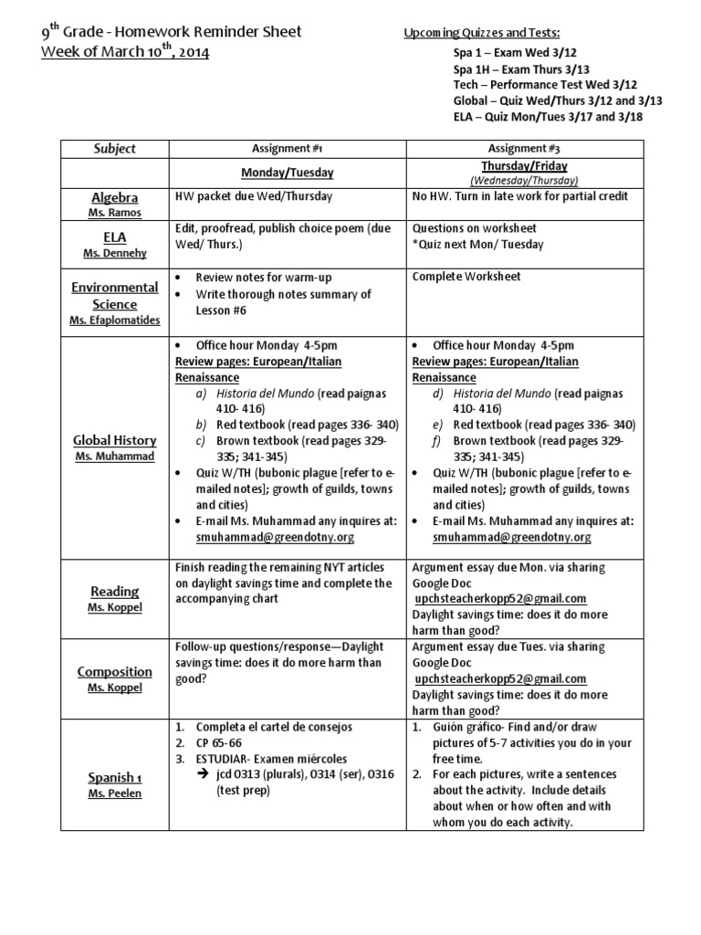 Grade 9 Homework Sheet, PDF, Statistics Of Education